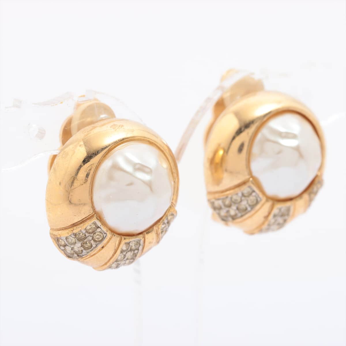 Givenchy Earrings (for both ears) GP x rhinestone x imitation pearl Gold