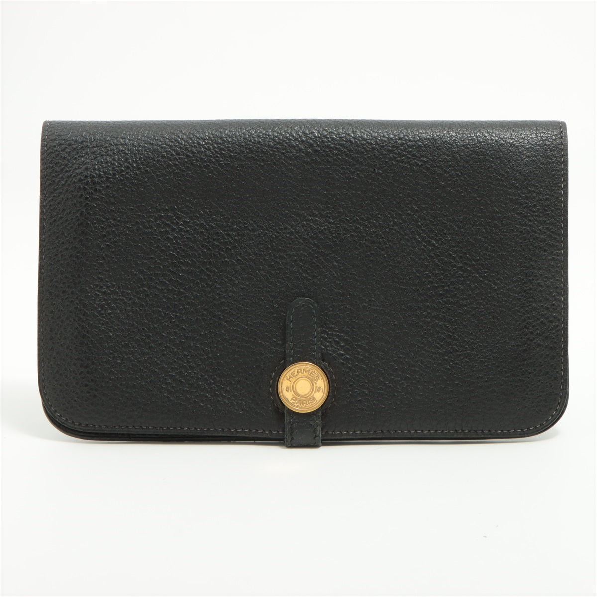 Hermès Dogon GM Togo Wallet Black Gold Metal Fittings □A: 1997