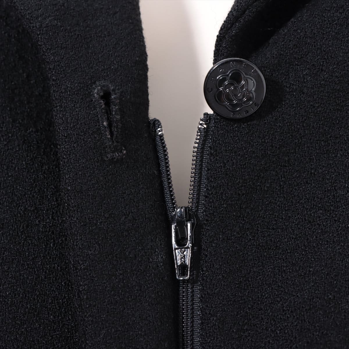 Chanel 03C Wool Jumpsuit 34 Ladies' Black Missing belt Camellia button