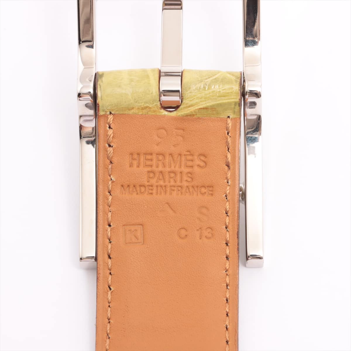 Hermès Api □K: 2007 Belt Porosus Green