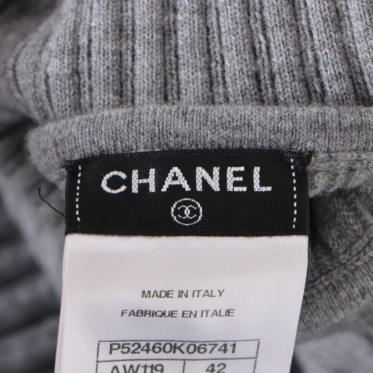 Chanel Coco Button P52 Wool Knit dress 42 Ladies' Grey