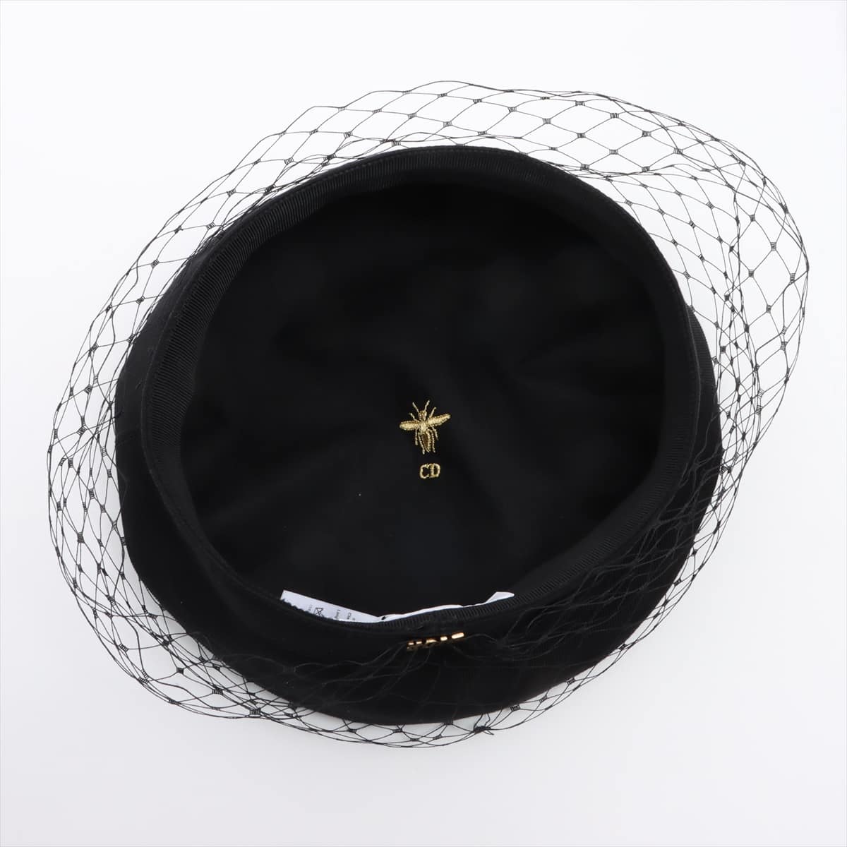 Christian Dior CD logo bee Beret 57 Cotton Black