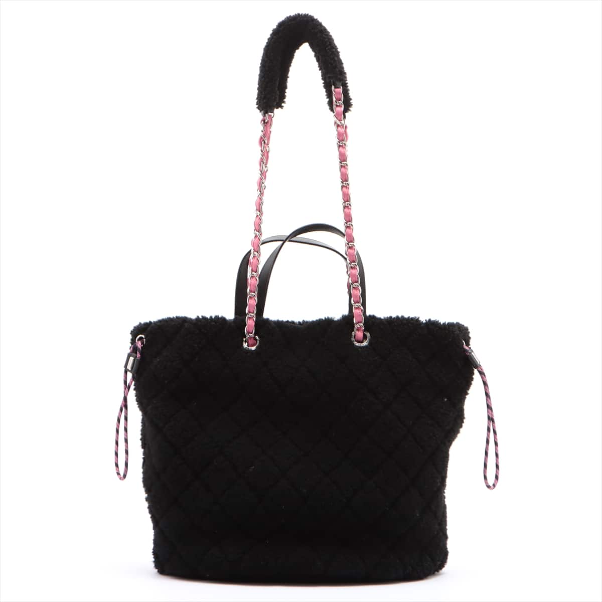 Chanel Coco Neige Boa 2way shoulder bag Black Silver Metal fittings 28th