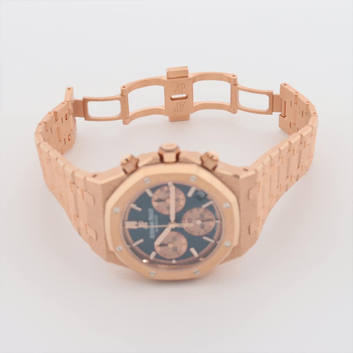Audemars Piguet Royal Oak Chronograph frosted gold 26239OR.GG.1224OR.01 PG AT Blue-Face Extra-Link3