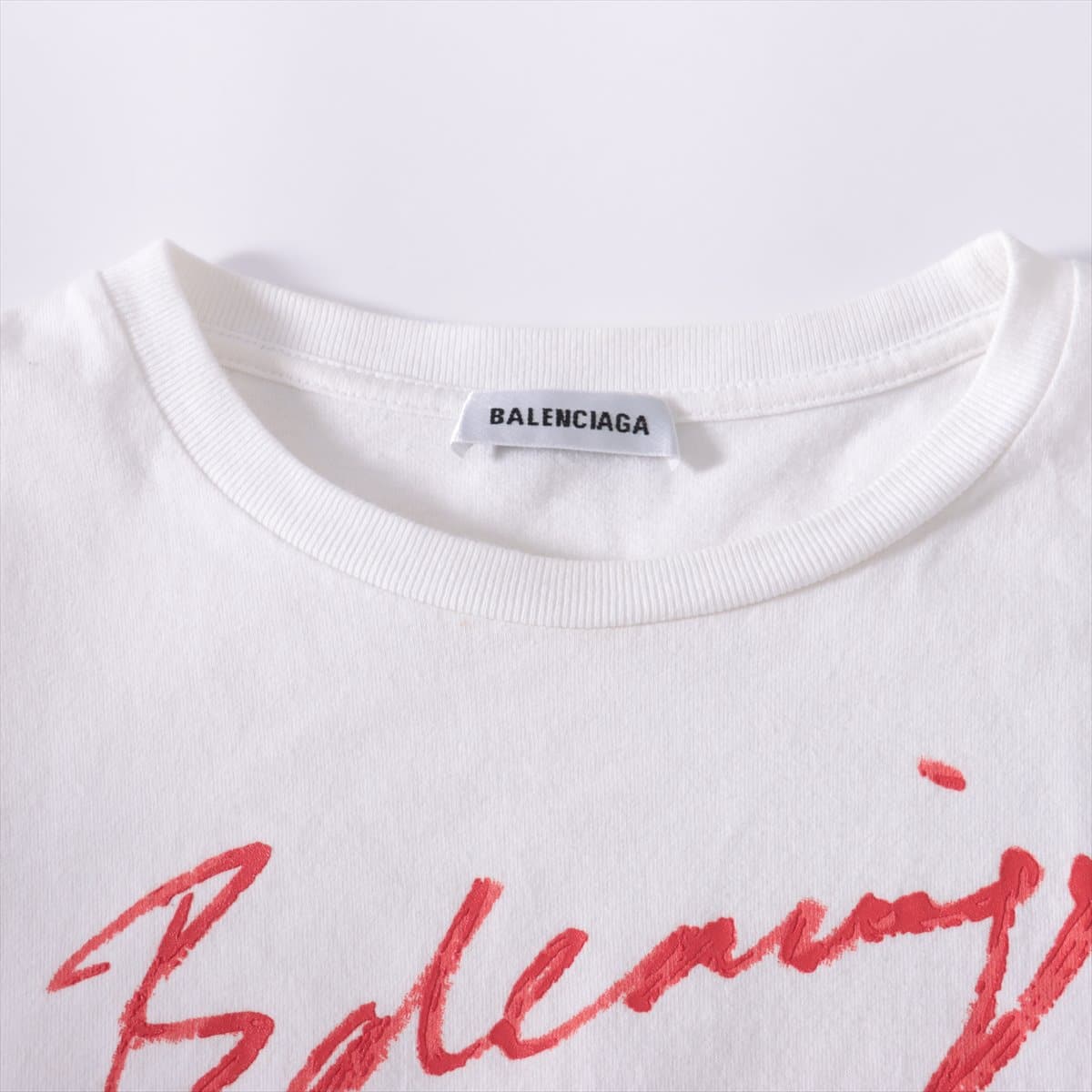 Balenciaga 19-year Cotton T-shirt XS Ladies' White  Logo There are spots on the armpits
