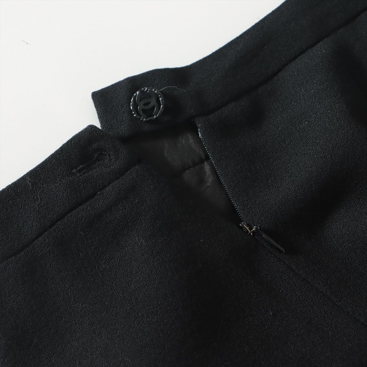 Chanel Coco Button 03A Wool Slacks 36 Ladies' Black