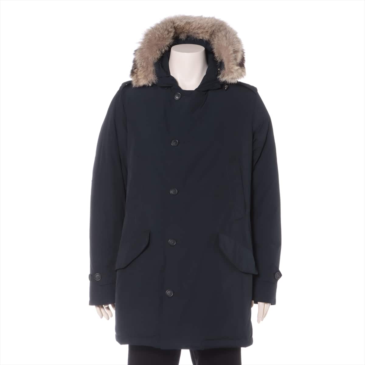 Woolrich Polyester & nylon Down coat S Men's Navy blue  Removable fur