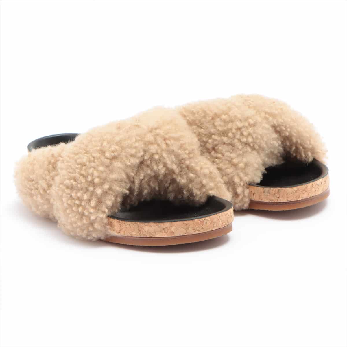 Chloe Fur Sandals 37 Ladies' Brown CH27252