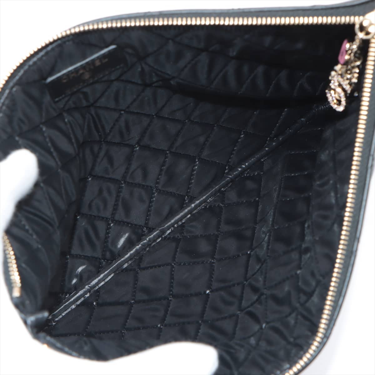 Chanel Matelasse Lambskin Clutch bag Black Champagne gold hardware 22XXXXXX