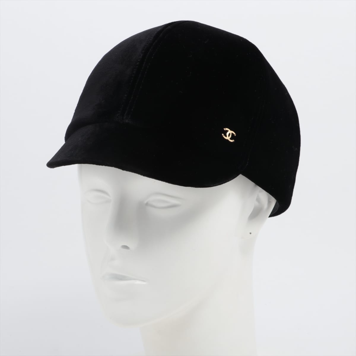 Chanel Coco Mark Newsboy cap S Velour Black