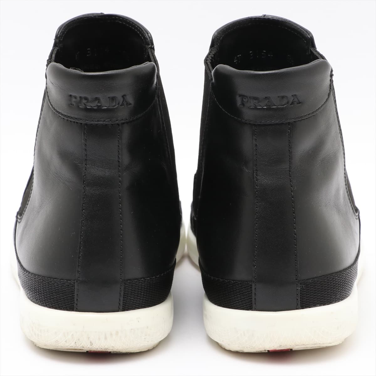Prada Sport Leather High-top Sneakers 8.5 Men's Black side gore