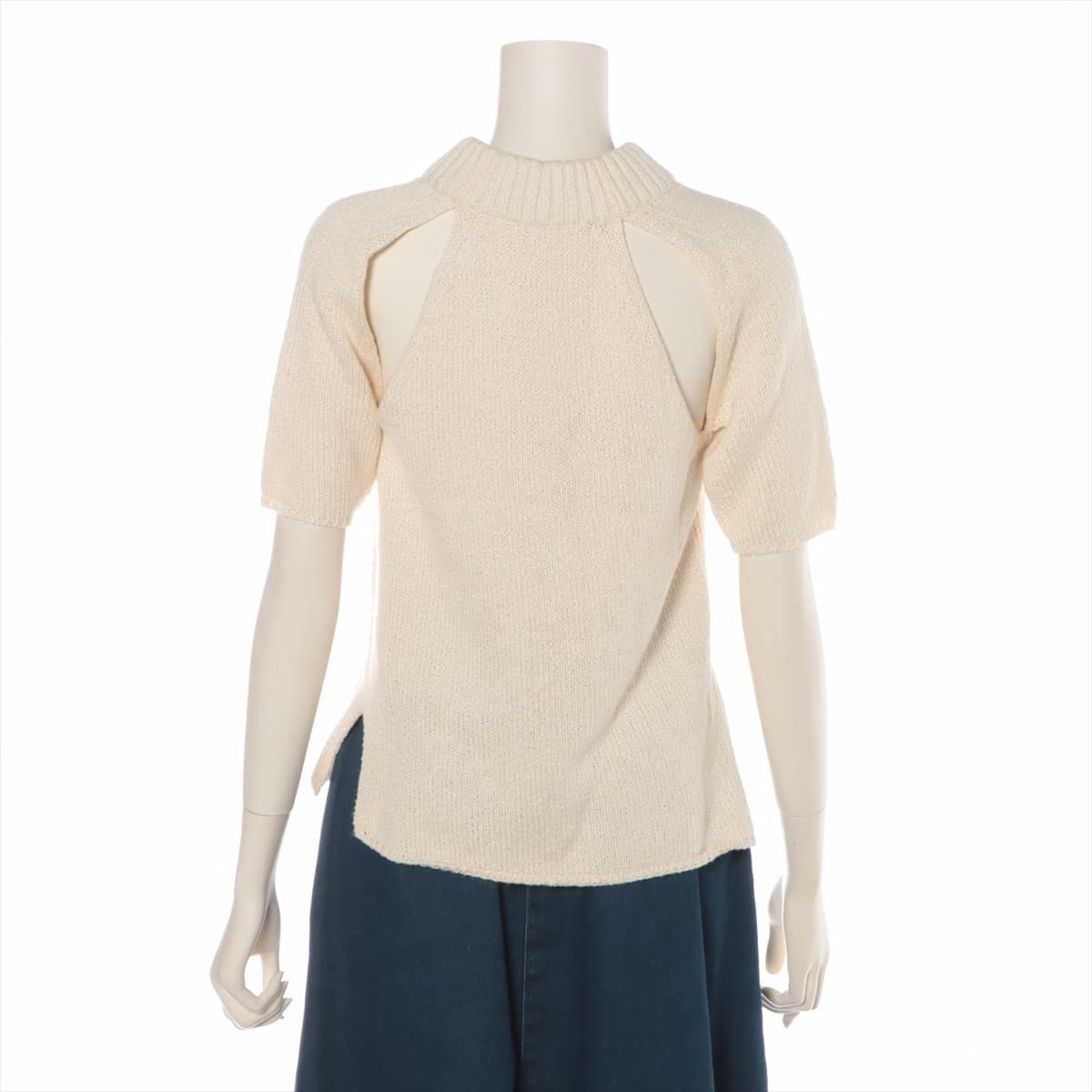 CELINE Cotton & silk Short Sleeve Knitwear XS Ladies' Ivory