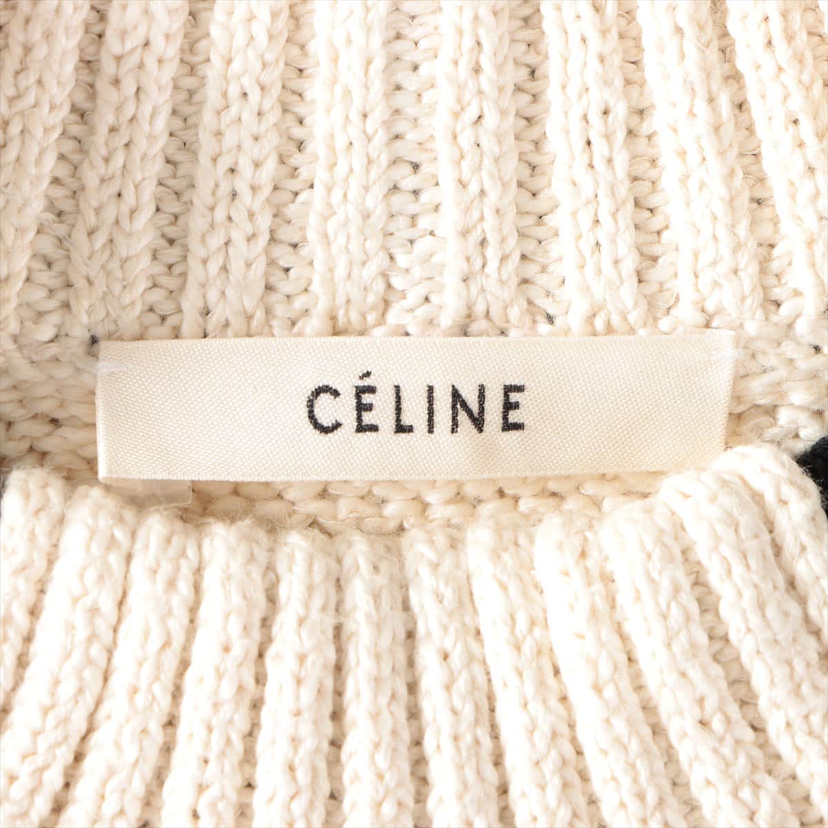 CELINE Cotton & silk Short Sleeve Knitwear XS Ladies' Ivory