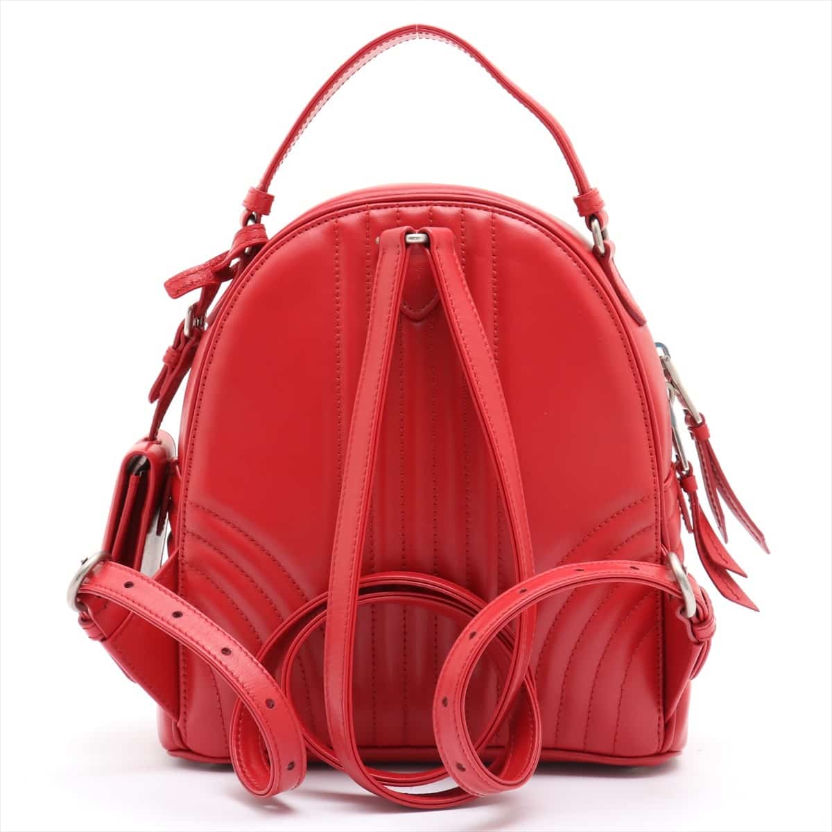 Prada Diagram Leather Backpack Red 1BZ030 open papers