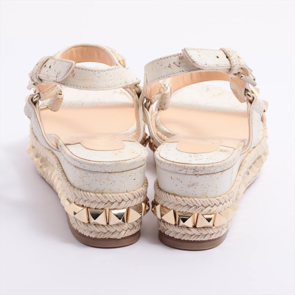 Christian Louboutin katacrow Cork Sandals 35 Ladies' White x gold Studs