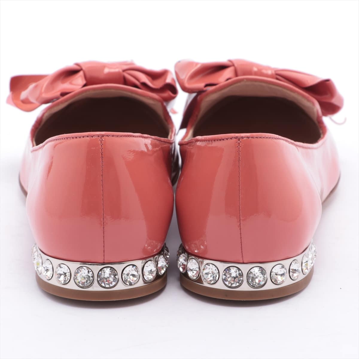 Miu Miu Patent leather Pumps 35 Ladies' Pink Ribbon Heel bijou decoration