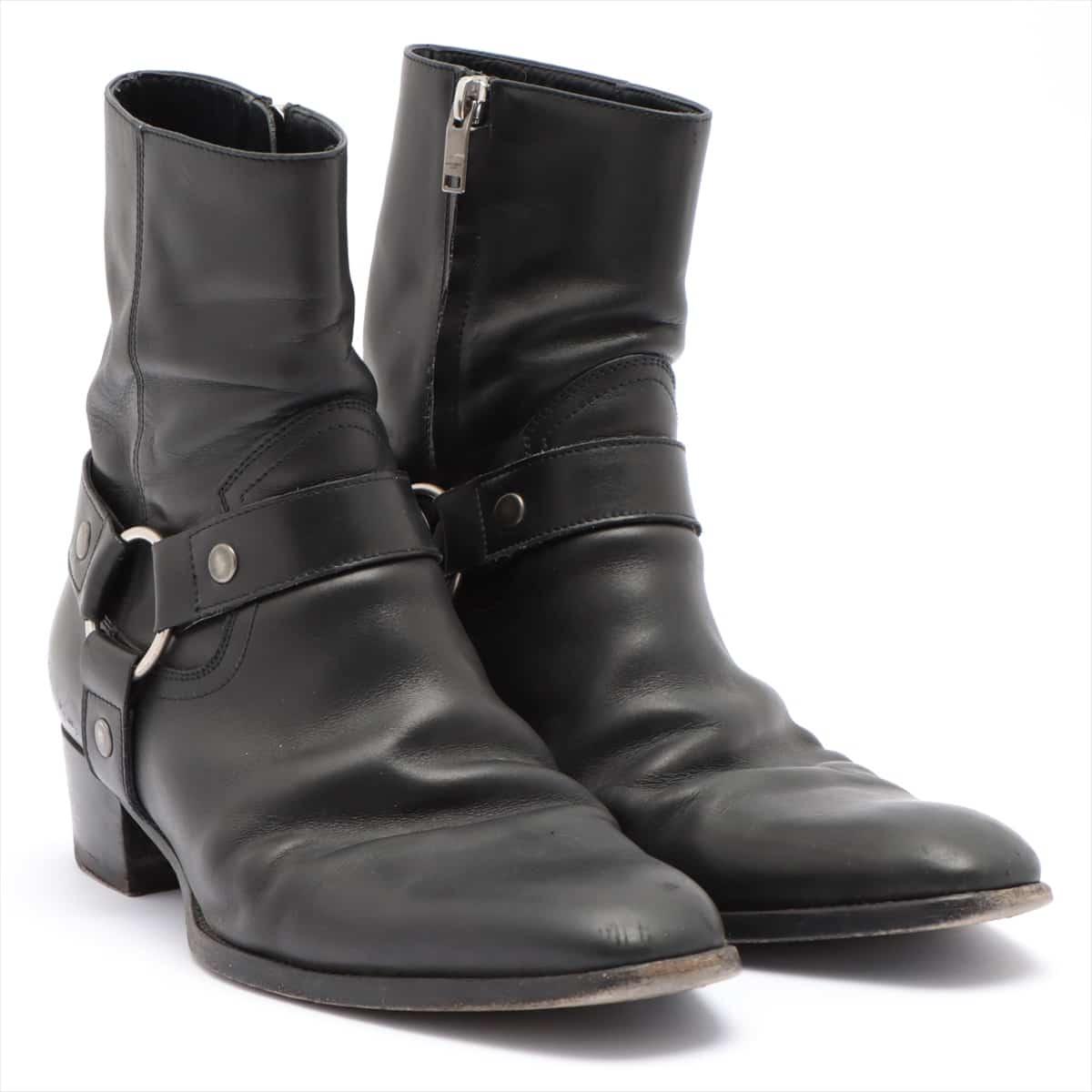 Saint Laurent Paris Wyatt Harness Leather Boots 42 Men's Black rings