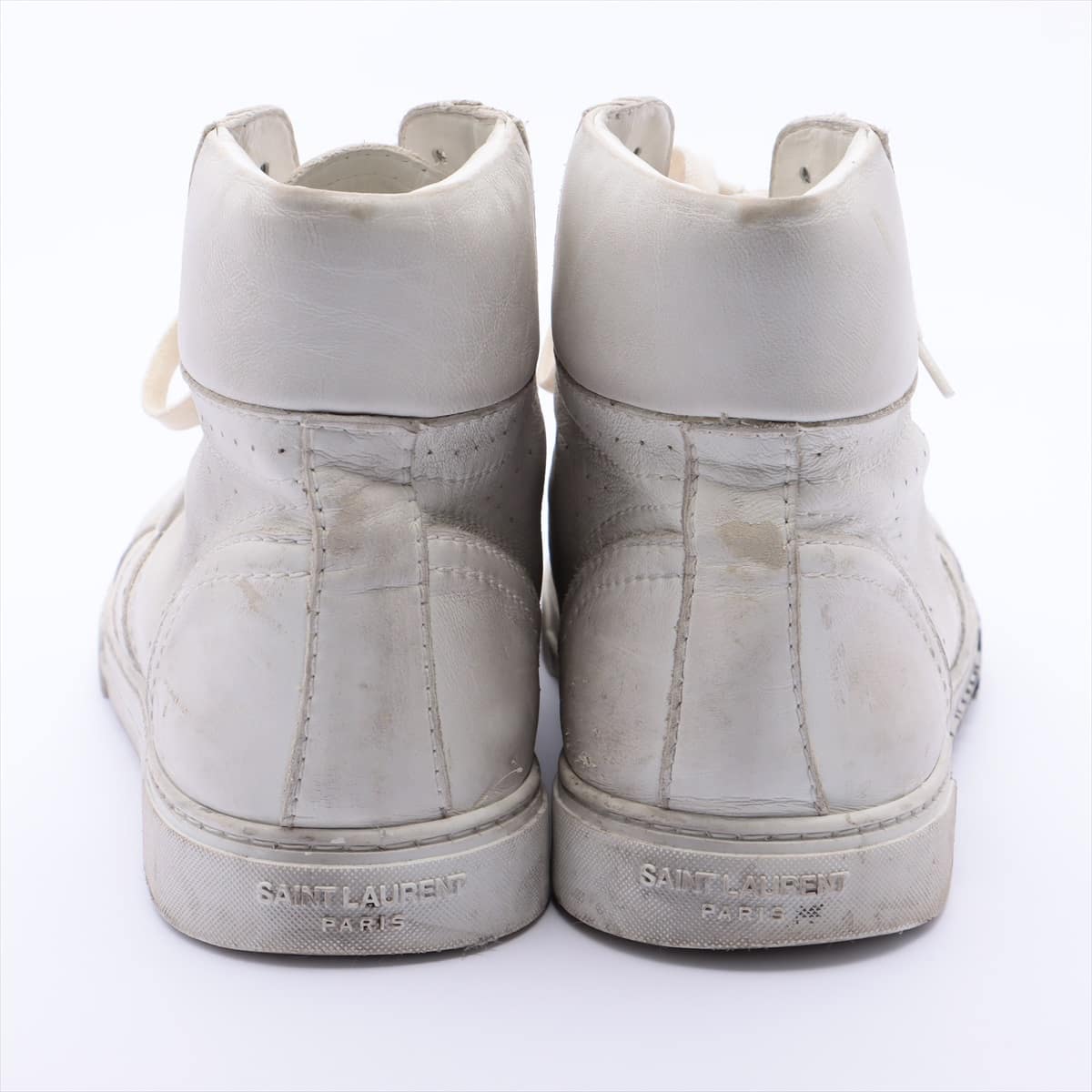 Saint Laurent Paris Leather High-top Sneakers 42 Men's White 532874 Vintage processing