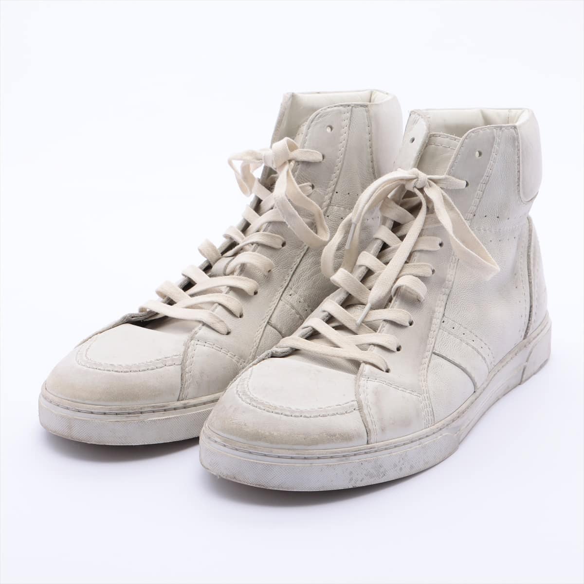 Saint Laurent Paris Leather High-top Sneakers 42 Men's White 532874 Vintage processing