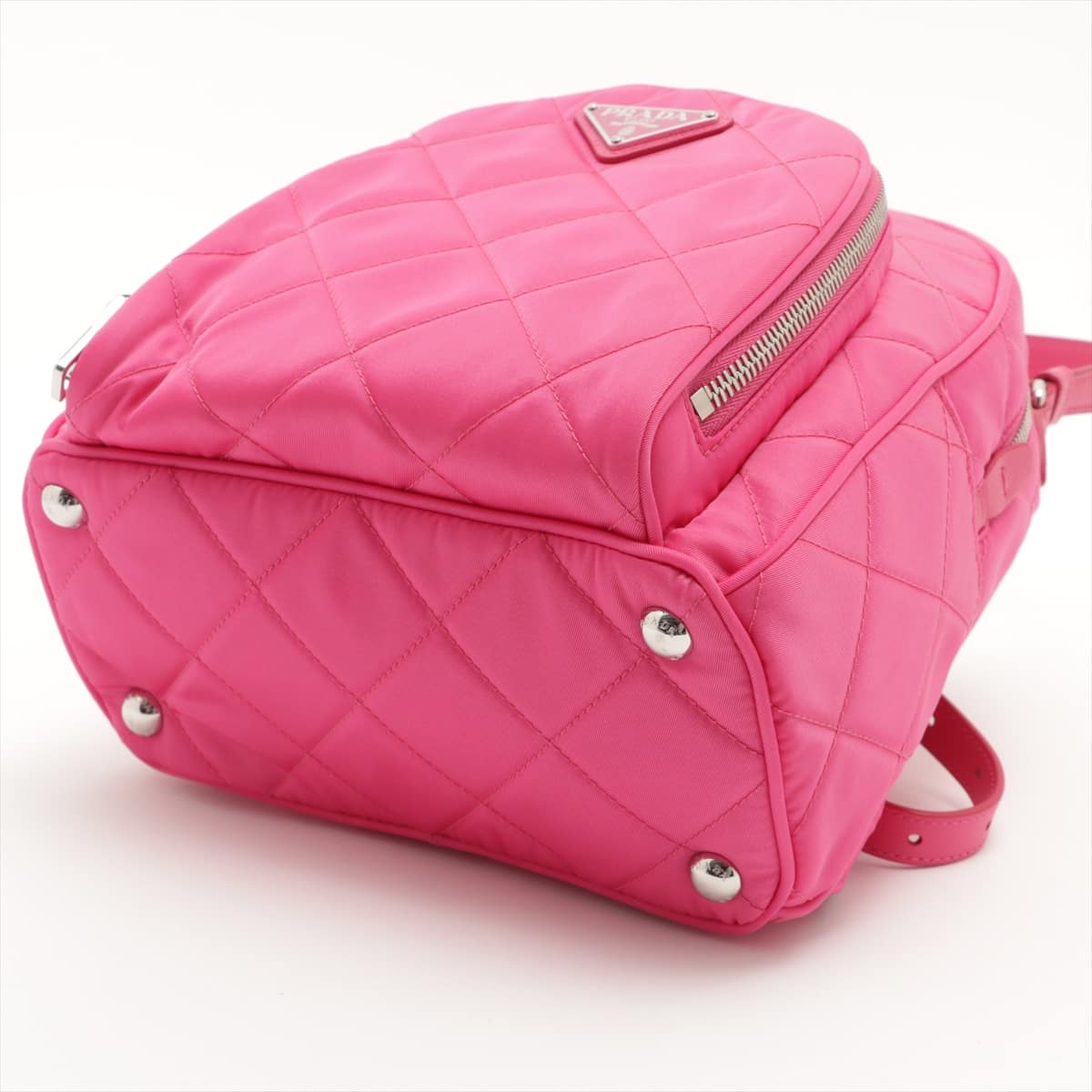 Prada Tessuto Impuntu Backpack Pink 1BZ066 open papers