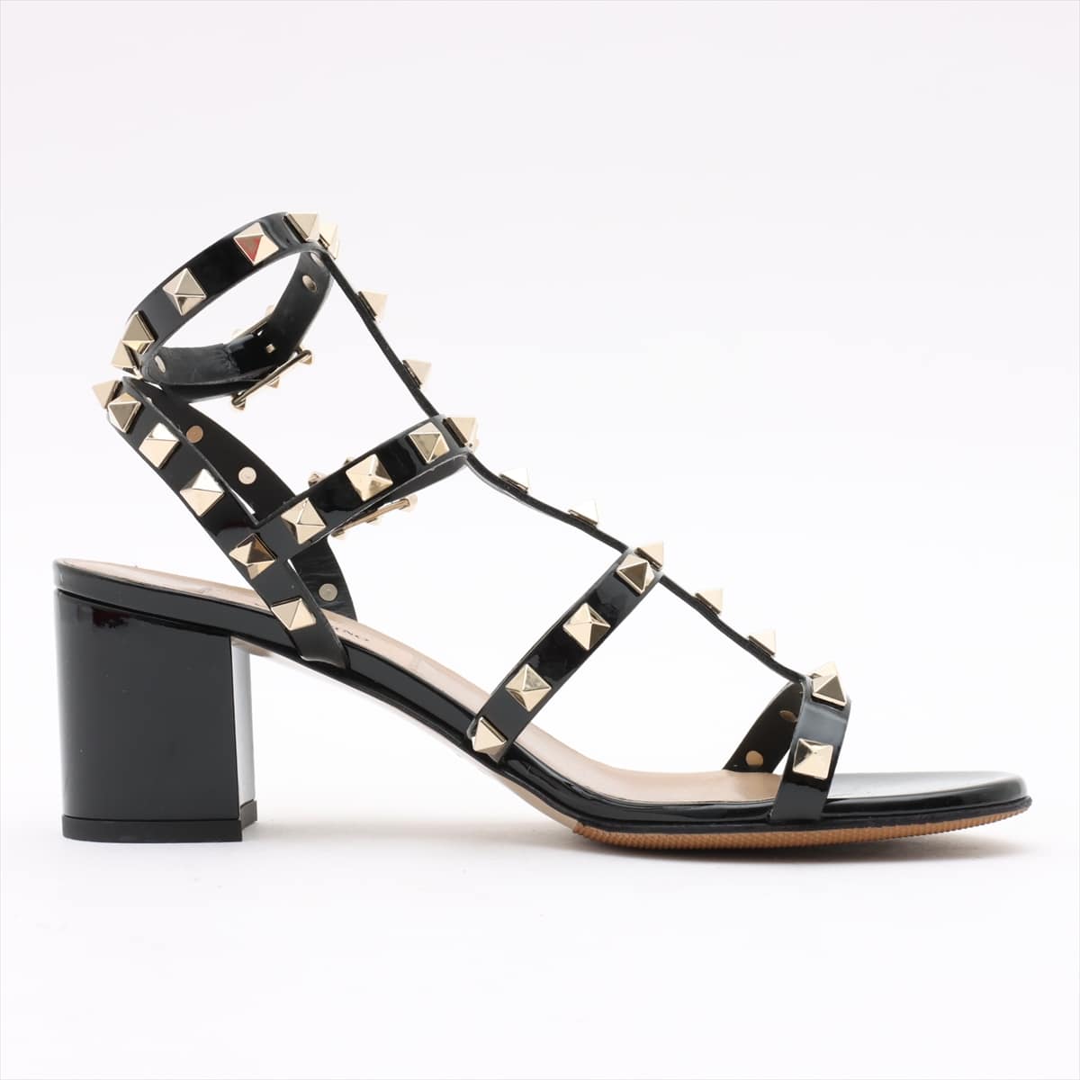 Valentino Garavani Rock Studs Patent leather Sandals 36 Ladies' Black