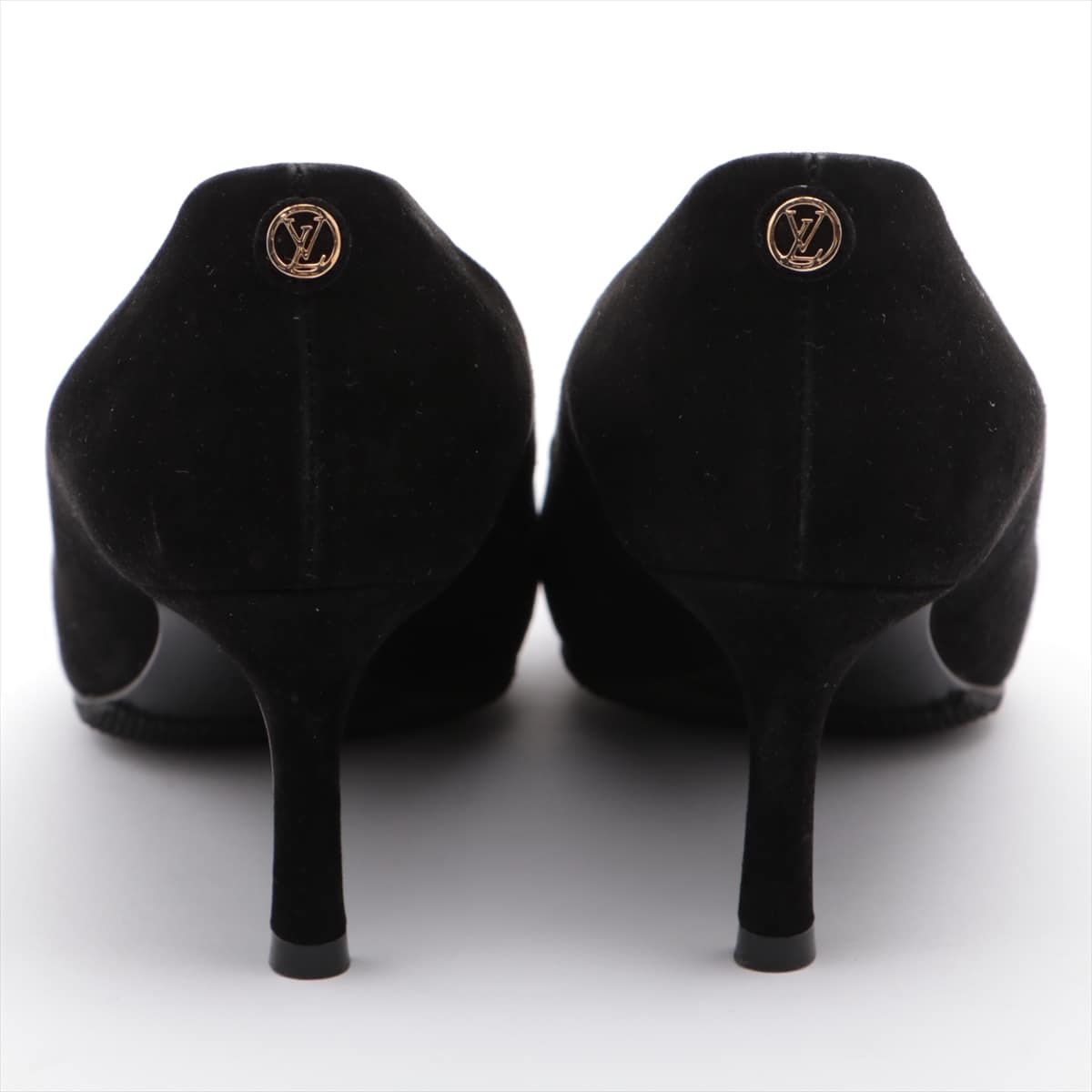 Louis Vuitton MA0126 Suede Pumps 34.5 Ladies' Black Has half rubber