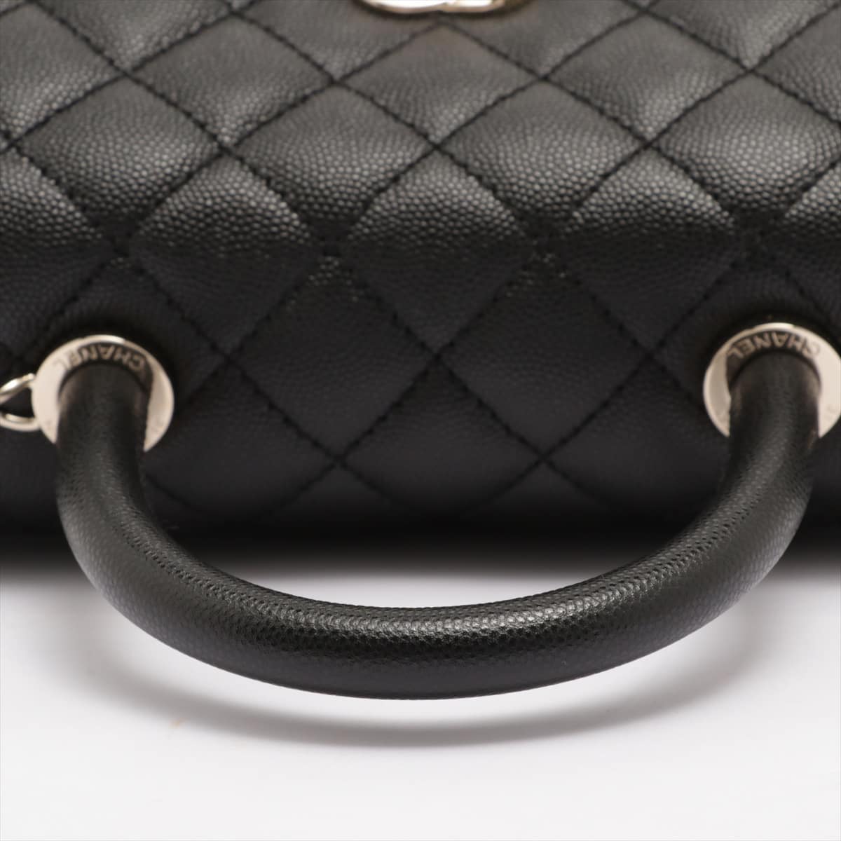 Chanel Coco Handle Caviarskin 2way handbag Black Champagne gold hardware 30