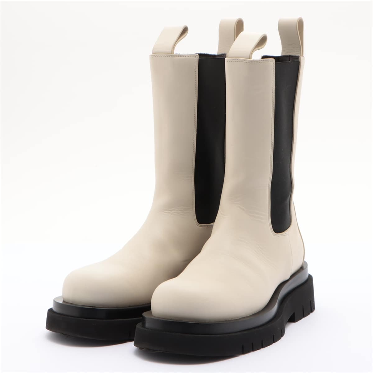Bottega Veneta Leather Side Gore Boots 37 Ladies' Ivory