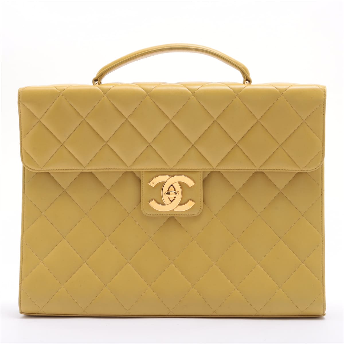 Chanel Matelasse Lambskin Business bag Yellow-green Gold Metal fittings 5XXXXXX