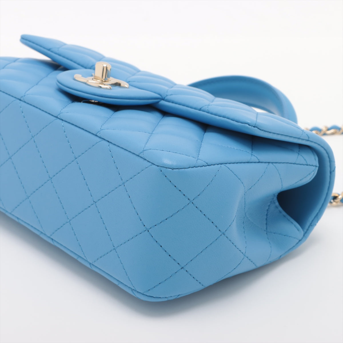 Chanel Mini Matelasse Lambskin 2way shoulder bag Blue Gold Metal fittings