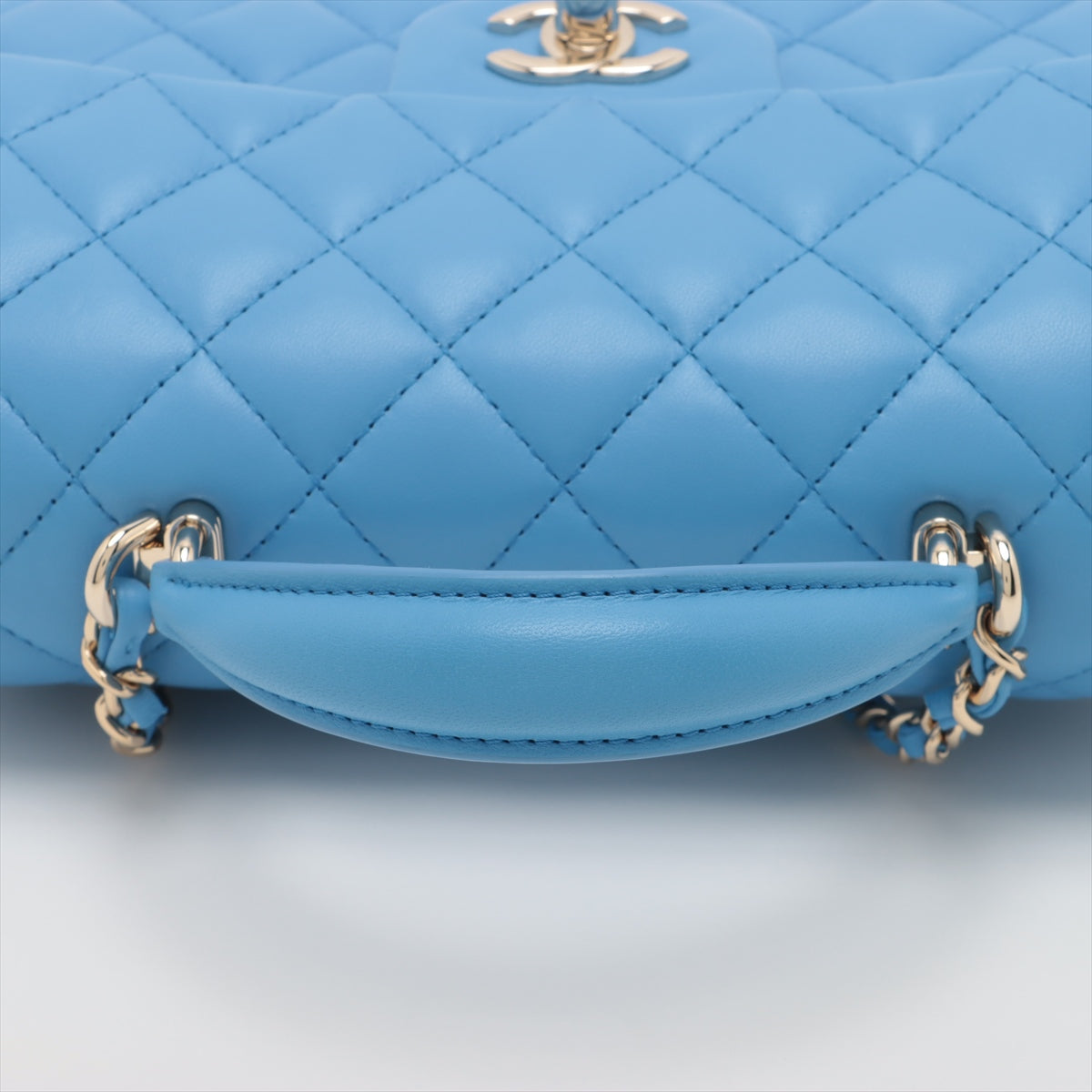 Chanel Mini Matelasse Lambskin 2way shoulder bag Blue Gold Metal fittings