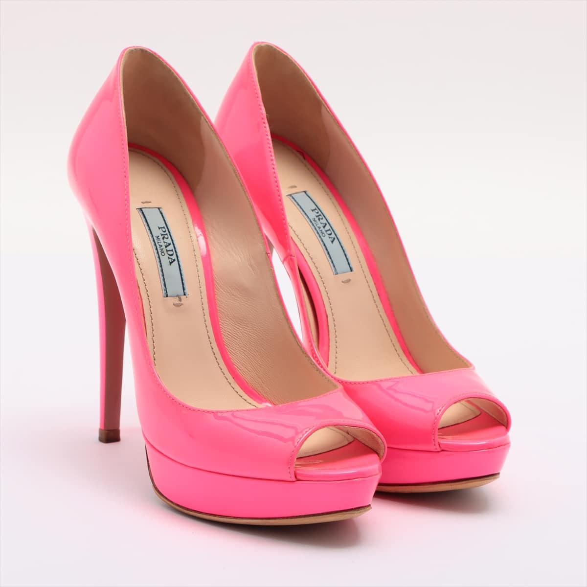 Prada Patent leather Open-toe Pumps 36 Ladies' Pink Resoled