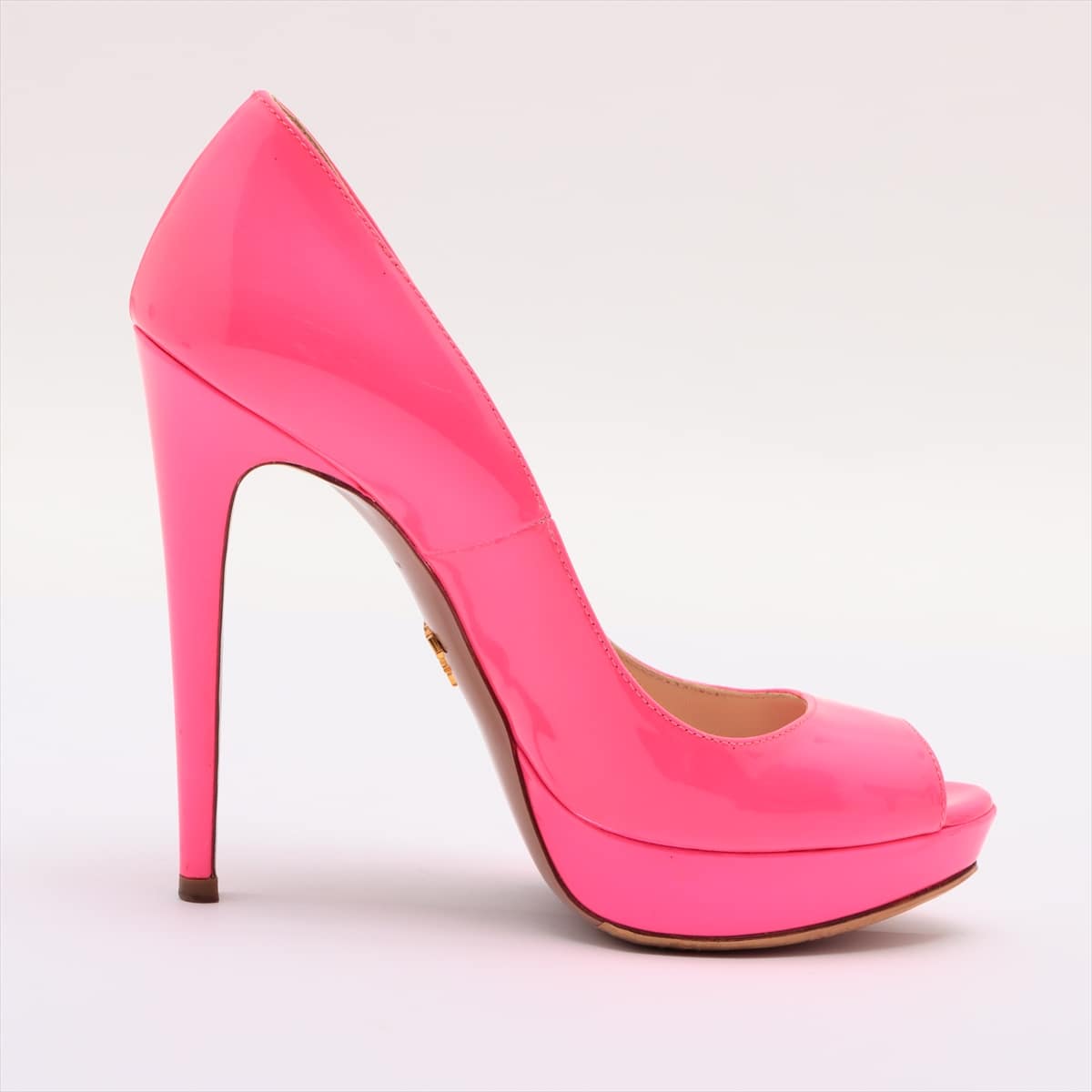 Prada Patent leather Open-toe Pumps 36 Ladies' Pink Resoled