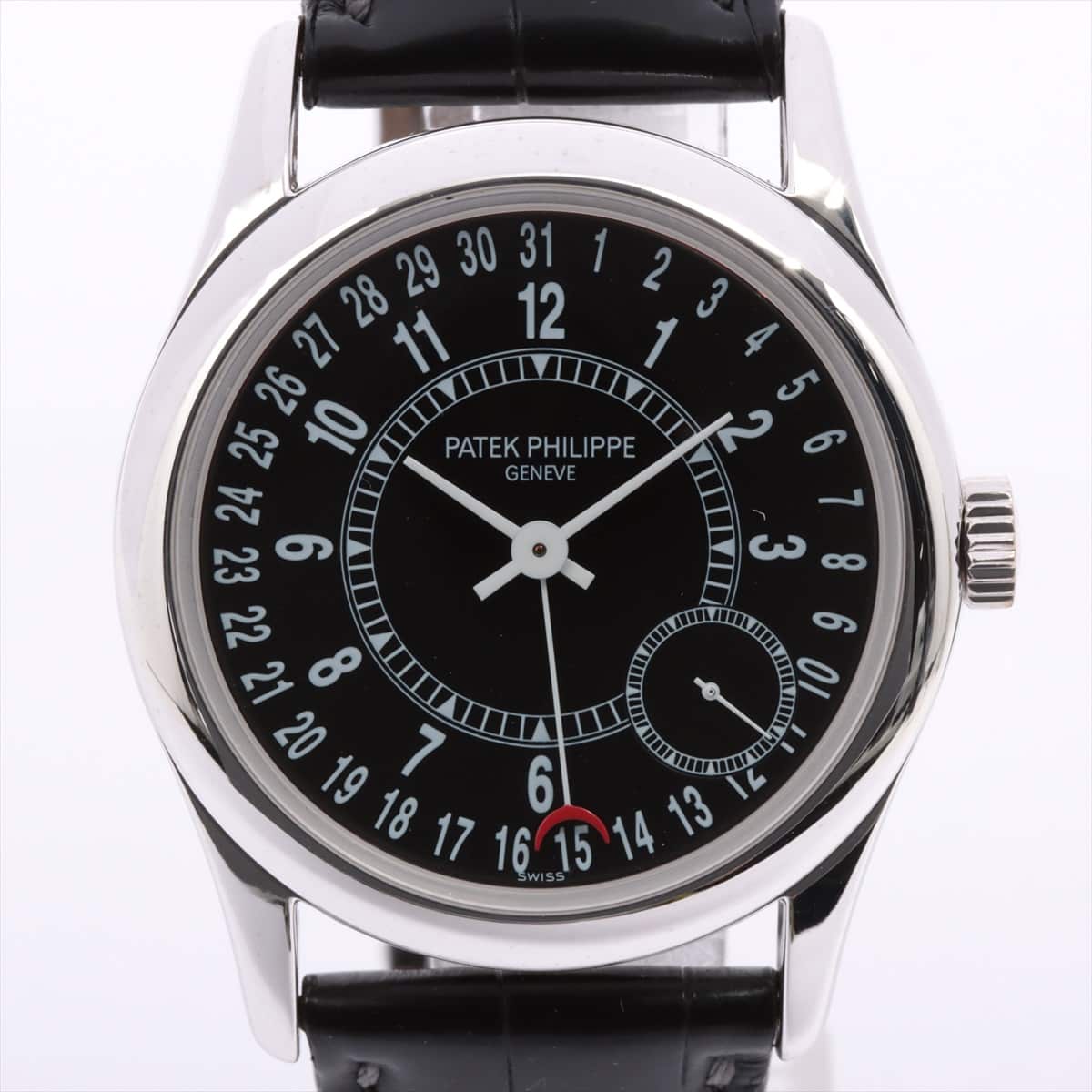 Patek Philippe Calatrava 750 & leather AT Black-Face 6000G-001 Watch strap with a scent of perfume