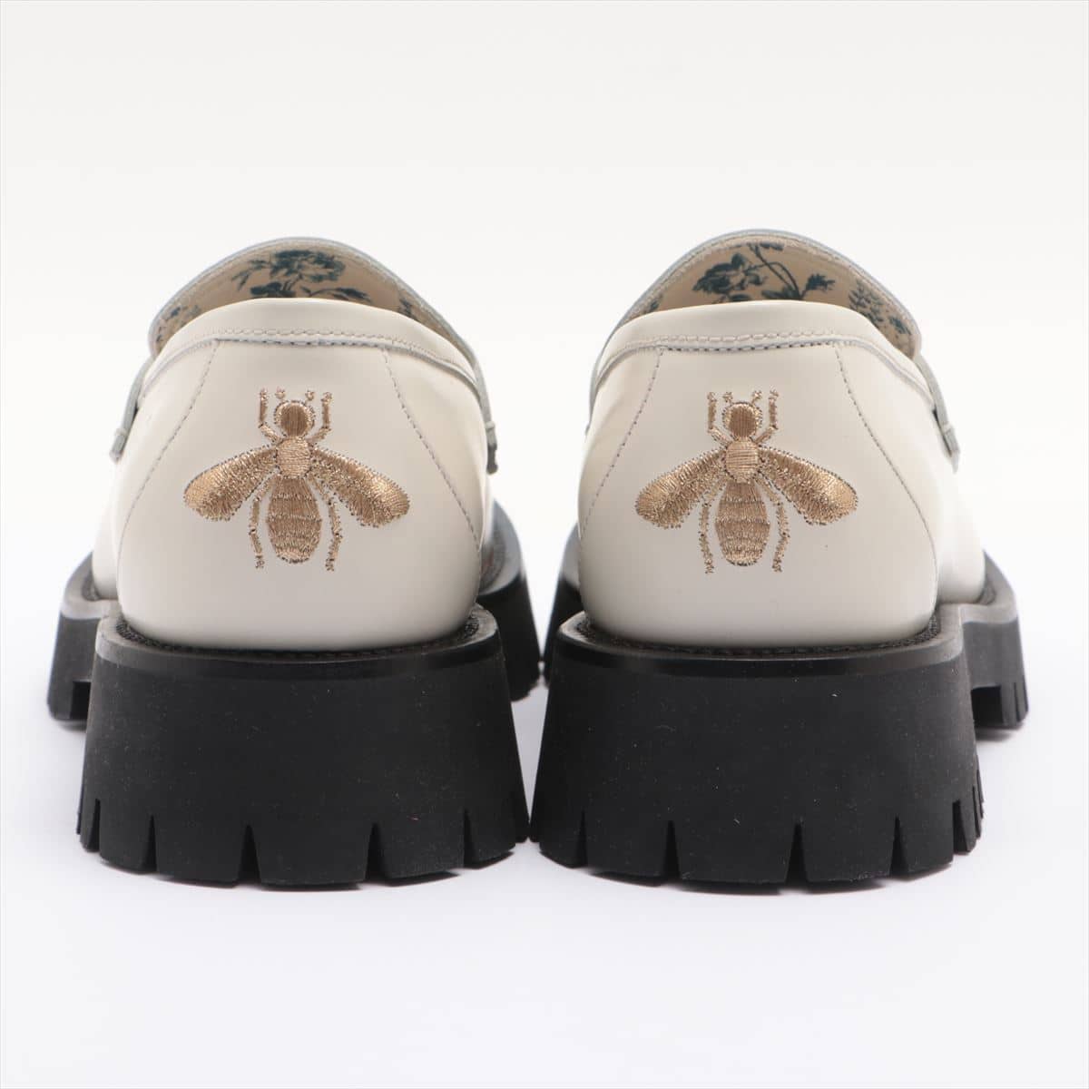 Gucci Horse Bits Leather Loafer 9 Men's Grey BEE embroidery Lug sole