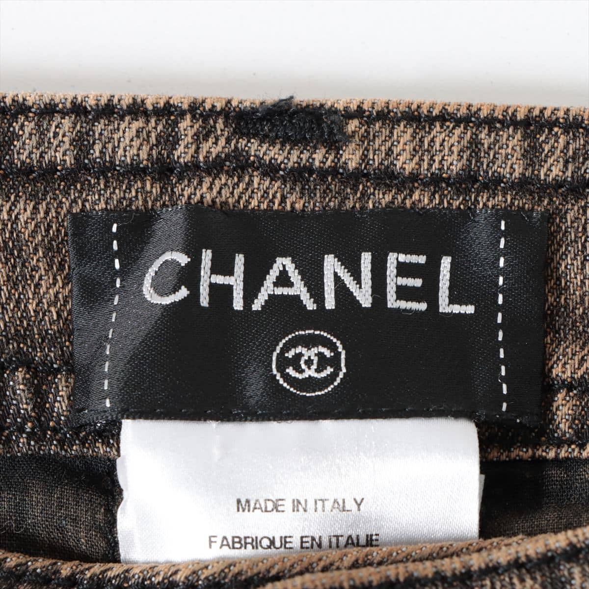 Chanel Coco Mark Matelasse P38 Cotton Denim pants 34 Ladies' Brown