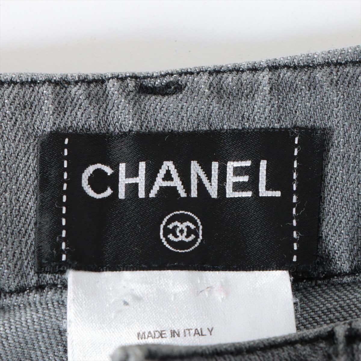 Chanel Coco Mark Matelasse P38 Cotton Denim pants 36 Ladies' Grey
