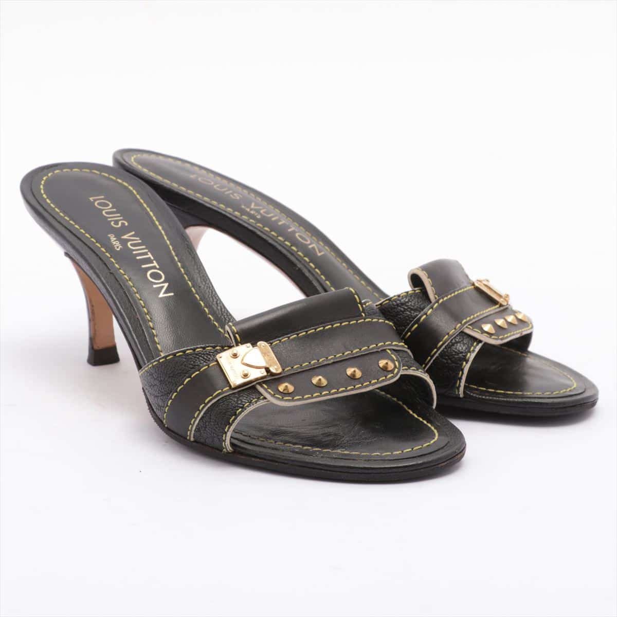 Louis Vuitton MA0094 Leather Sandals 35 1/2 Ladies' Black