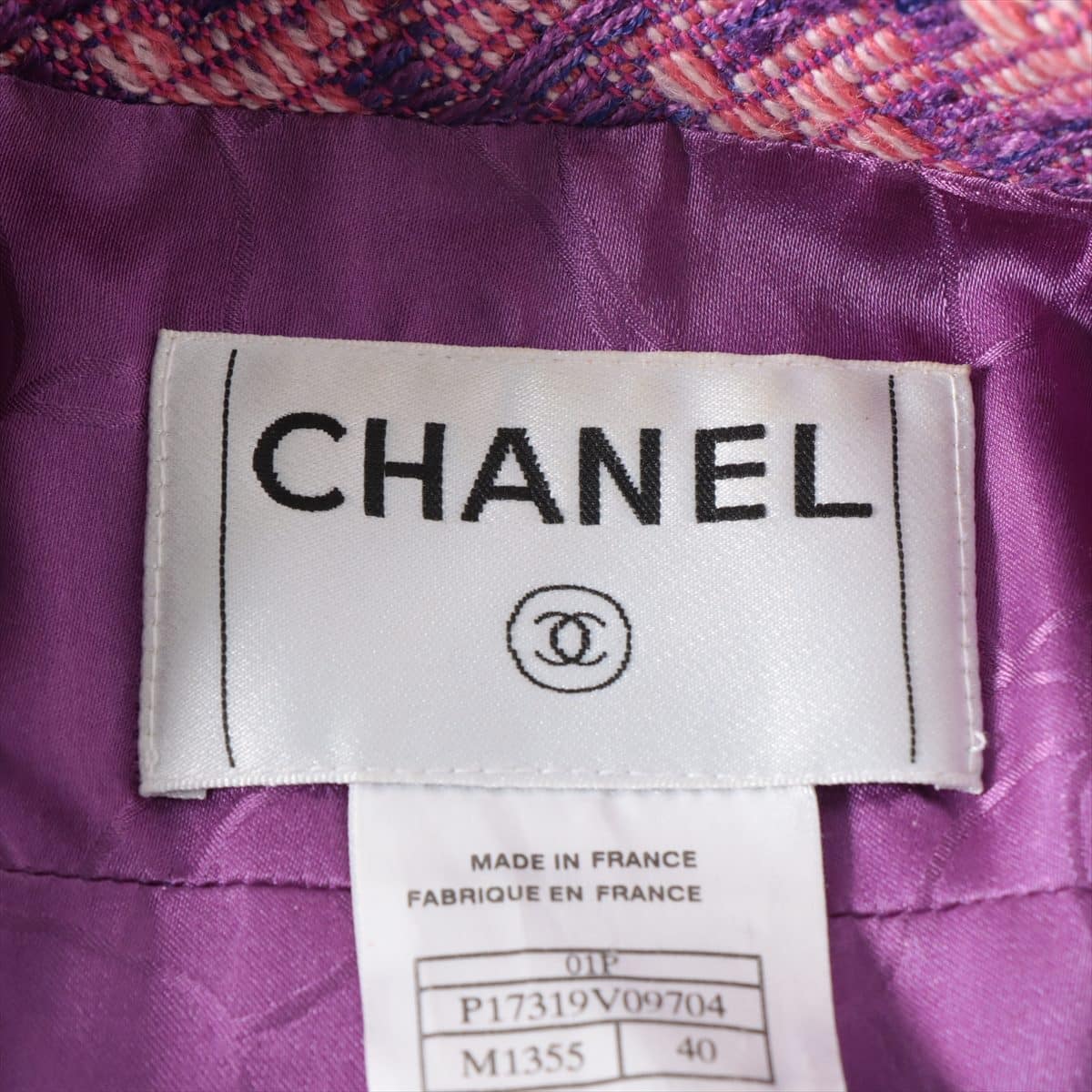 Chanel Coco Button 01P Tweed Setup 40 Ladies' Purple