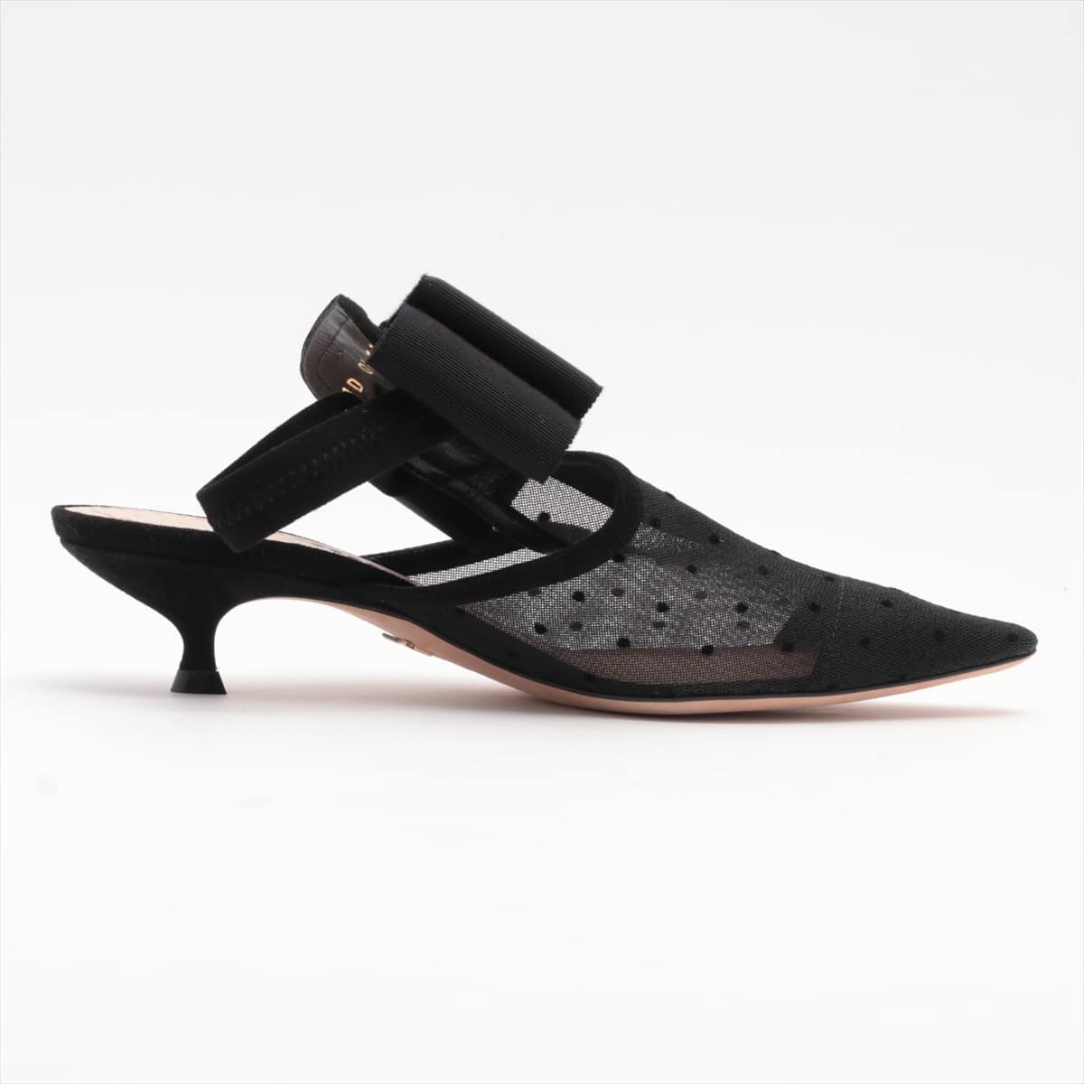 Christian Dior Mesh Strap Pumps 35 1/2D Ladies' Black Ribbon