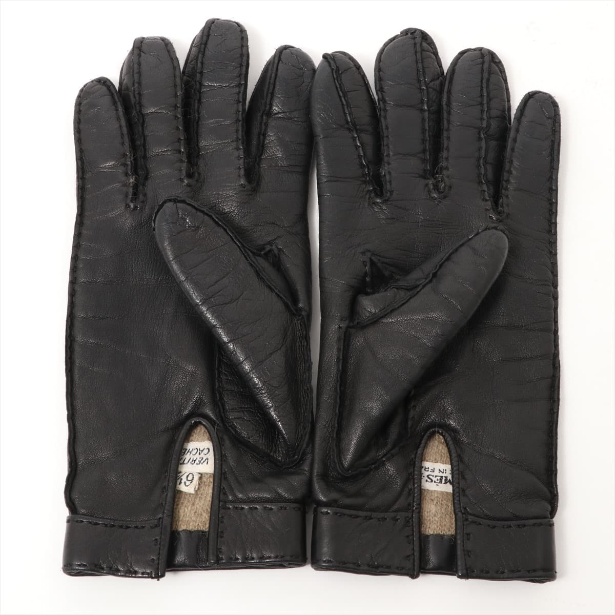 Hermès Serie Gloves 6 1/2 Leather Black