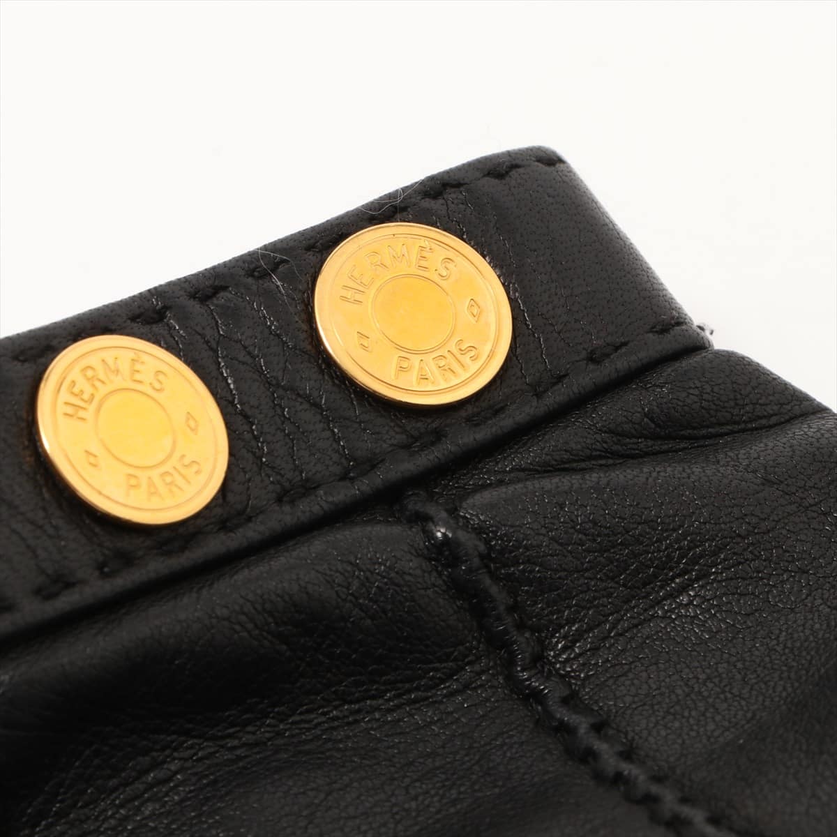Hermès Serie Gloves 6 1/2 Leather Black