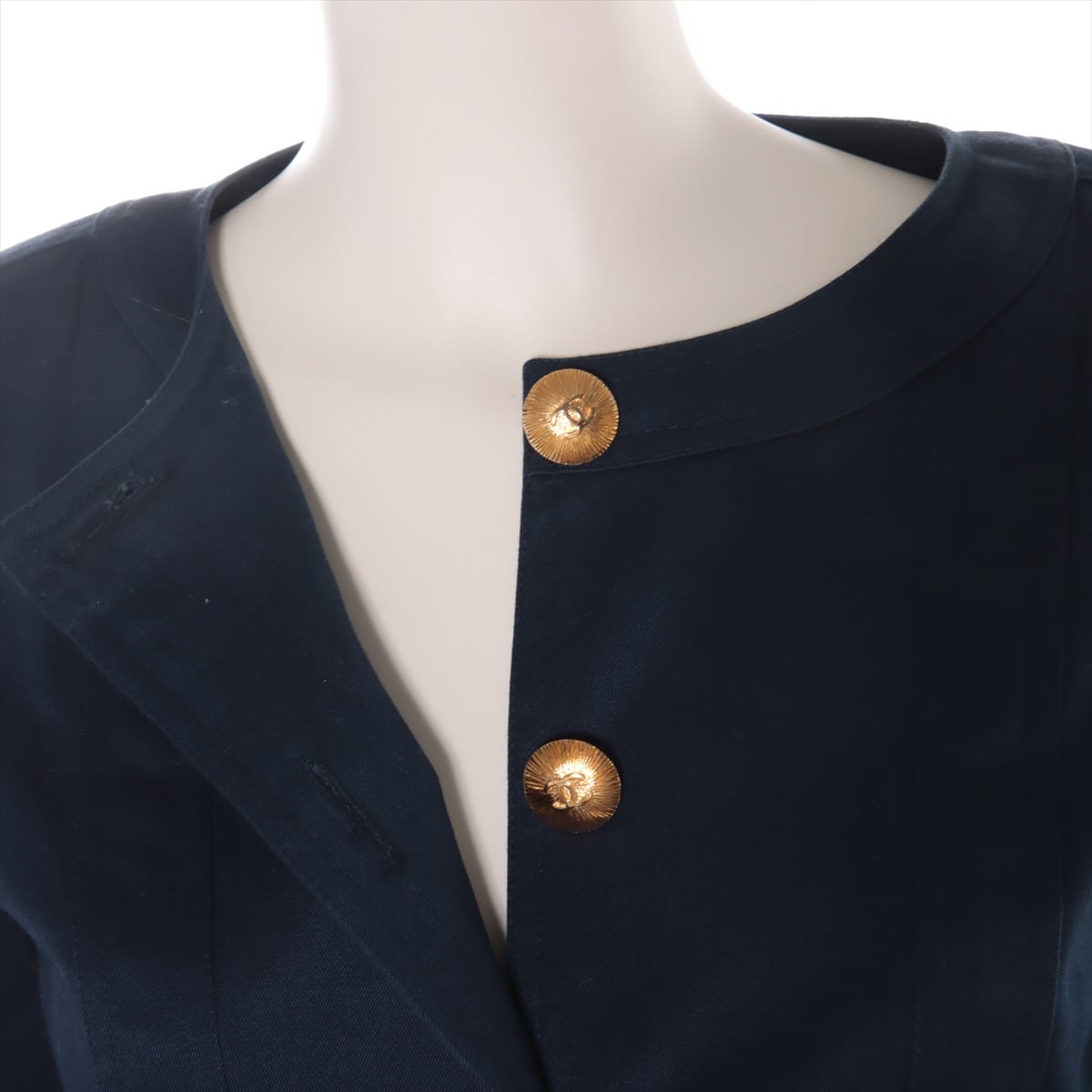 Chanel Coco Mark Cotton Setup 34/34 Ladies' Navy blue  Gold button