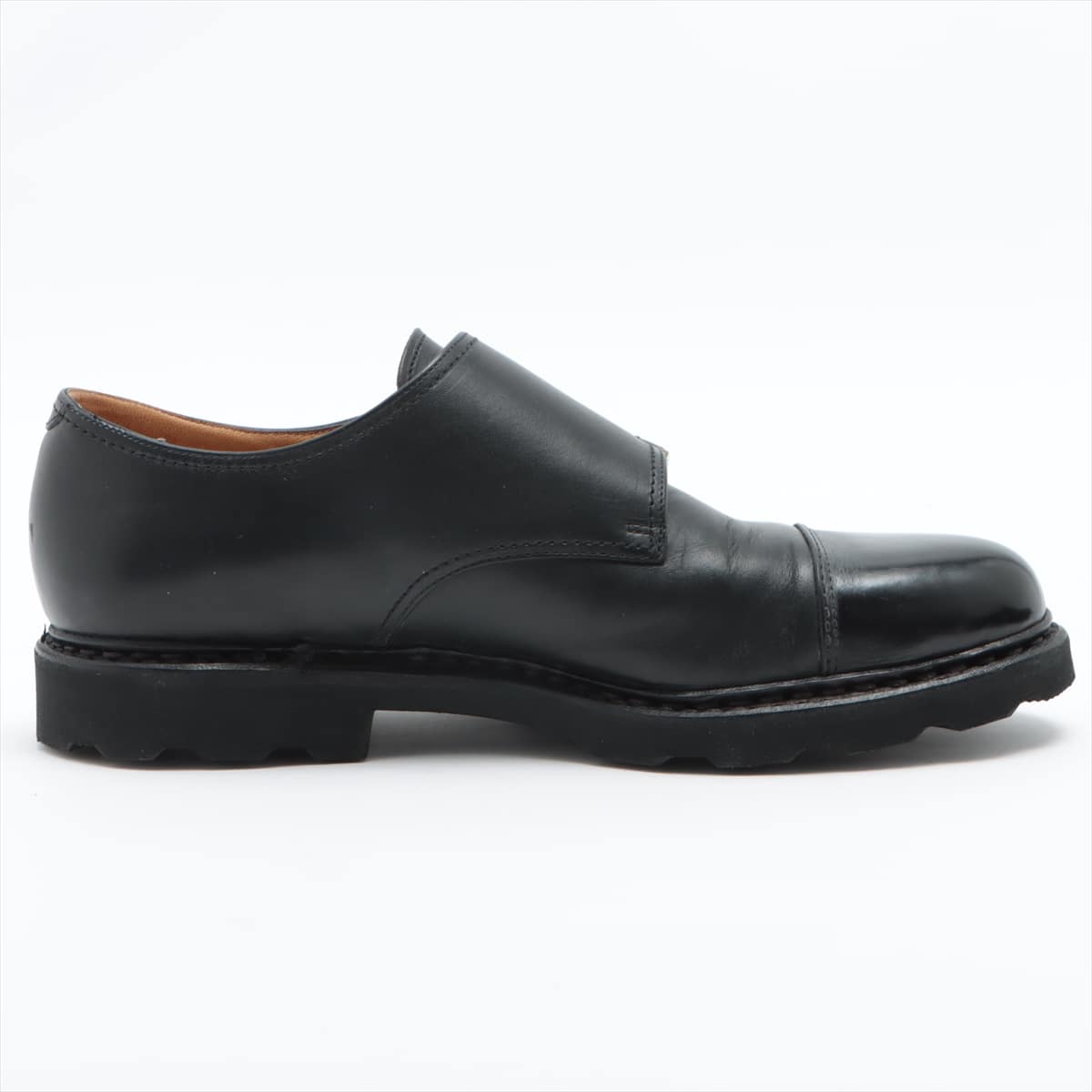 Paraboot William Leather Shoes 7 1/2 Men's Black Double monk