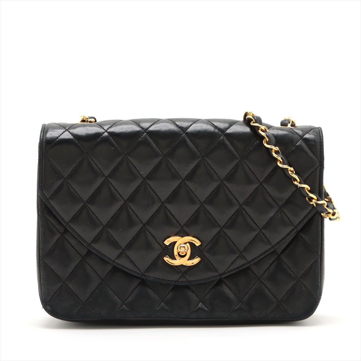 Chanel Matelasse Lambskin Single Flap Single Chain Bag Black Gold Metal Fittings 0 series Guarantee cannot be determined