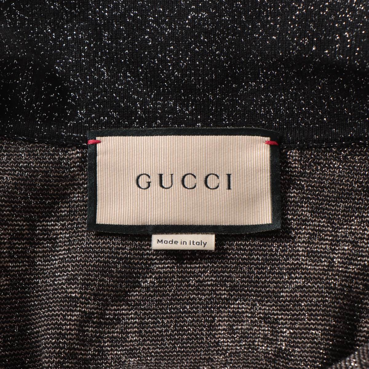 Gucci GG jacquard Cotton & nylon Knit dress M Ladies' Black×Gold  678437 Glitter Polo shirt