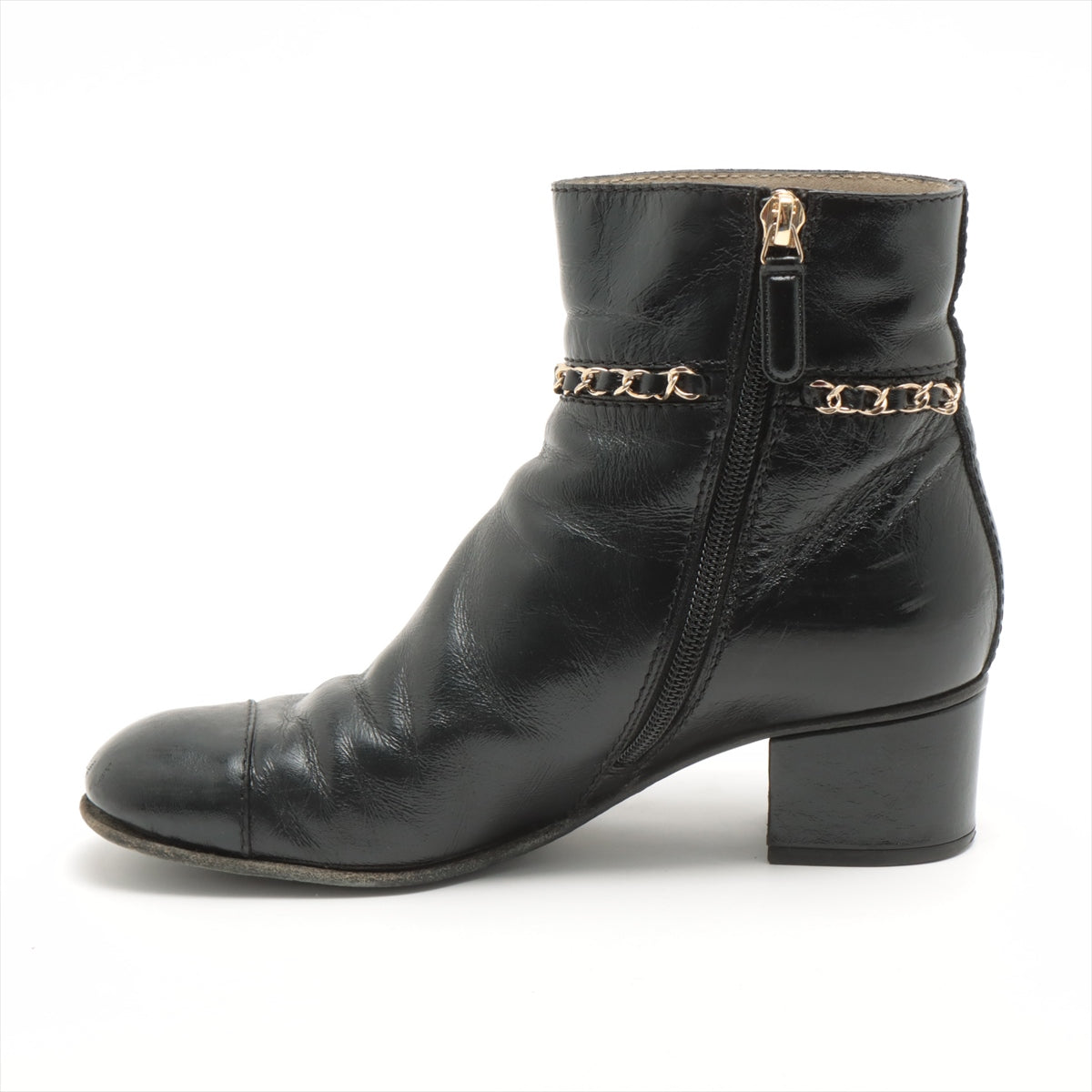 Chanel Coco Mark Leather Short Boots 37 Ladies' Black G355009
