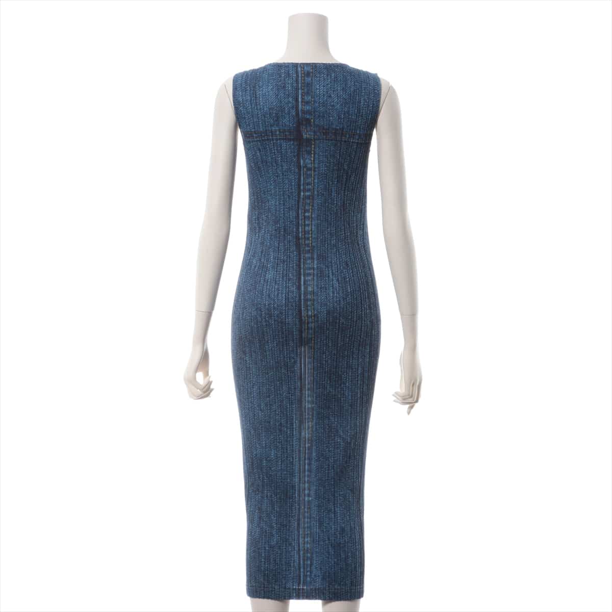 PLEATS PLEASE Polyester Dress 3 Ladies' Blue  Denim print