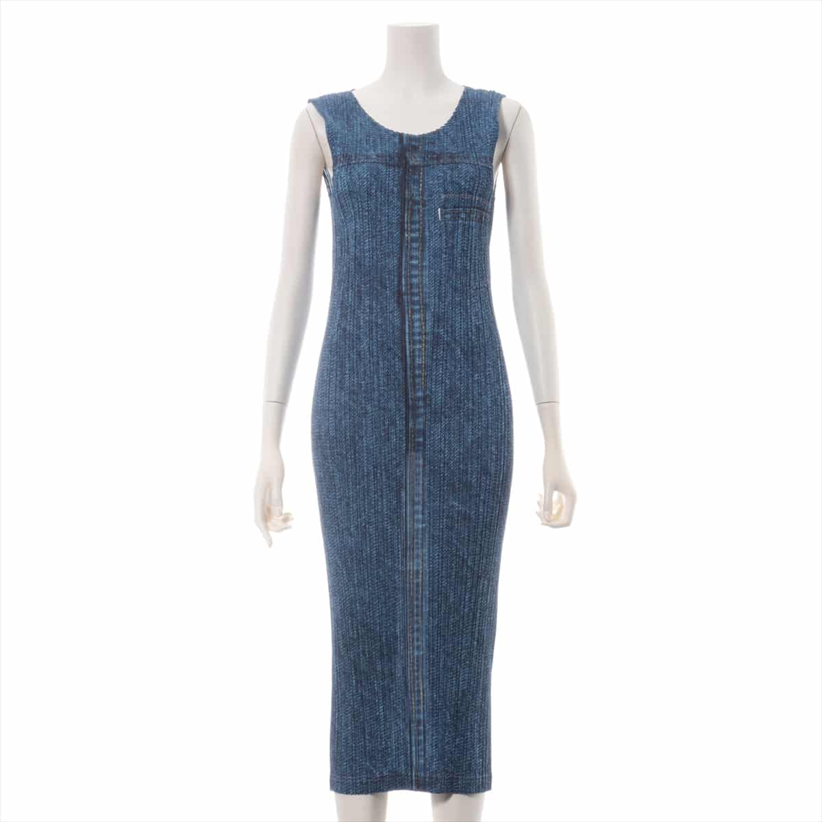 PLEATS PLEASE Polyester Dress 3 Ladies' Blue  Denim print