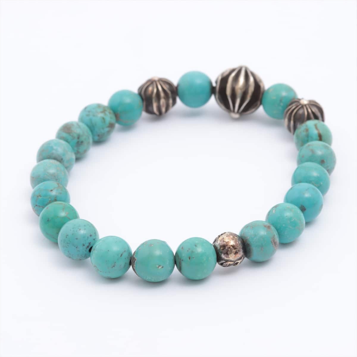 Chrome Hearts BEAD Bracelet 925 22.4g Turquoise
